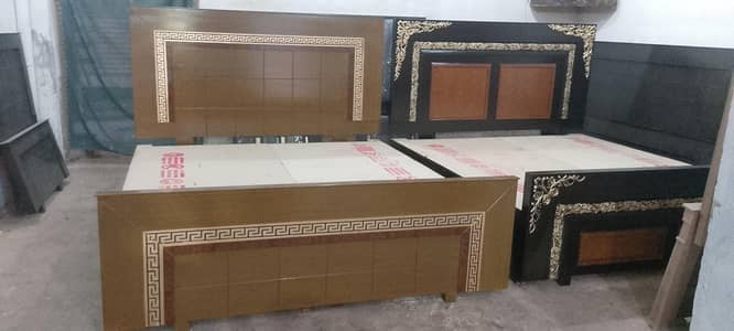 wooden double bed side table and dressing table