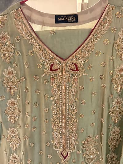 Ready to wear silk wedding suit pishta green colour