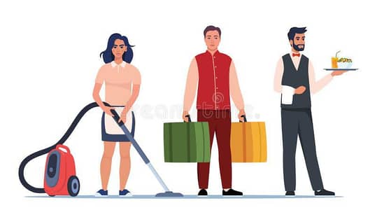 housekeeping+ waiter+ bellboy