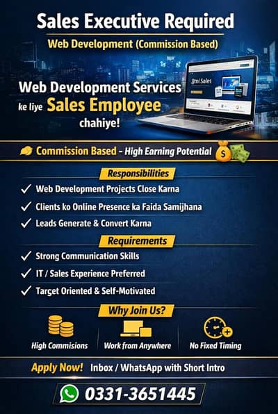 Sales Executive Required – Web Development