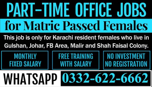 Part-time Office Jobs for Matric Passed Girls