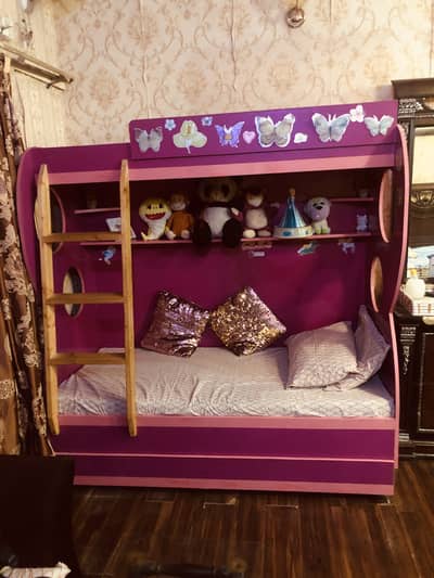 Children girls boys kids two tier designer bed with two mattress beau