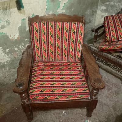 wooden sofa set with cushions