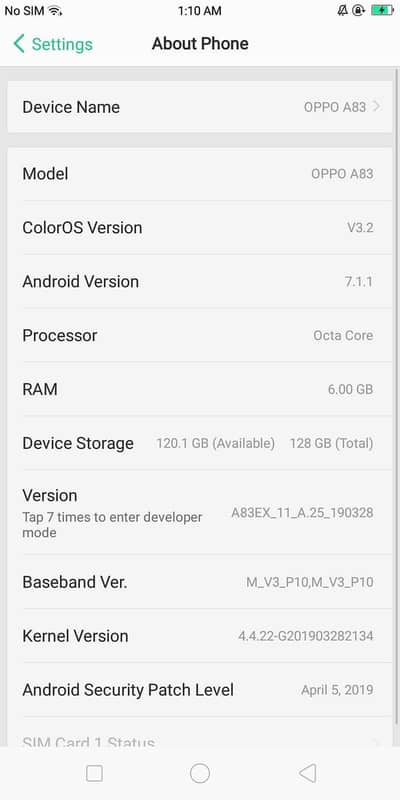 oppo a83 non pti 6.128 RAM memory glass mein side se Tuta Hua thoda