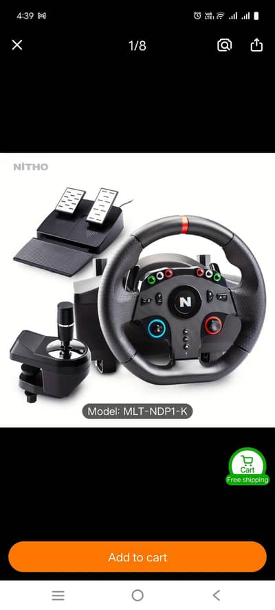 NITHO Racing Steering Wheel + Pedals + Gear Shifter | 10/10 Condition