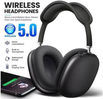 Black Long-Lasting Battery With Fast Charge Headphone