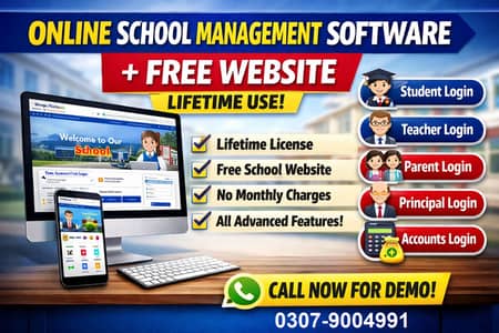 Complete Online School Management Software + Free Website  (Lifetime)