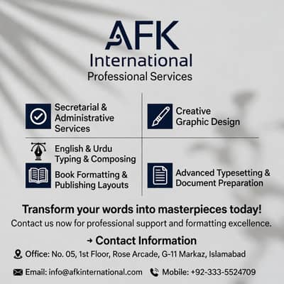 Expert English & Urdu Typing, Book Formatting & Design Services