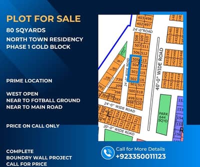80 SQYARDS WEST OPEN PLOT ON PRIME LOCATION NORTH TOWN RESIDENCY PHASE 1
