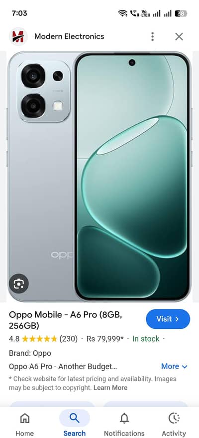 oppo A6 pro 256 gb 11 month warranty.