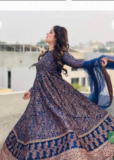 3 Pcs Women Stitched Katan Silk Screen Printed Maxi