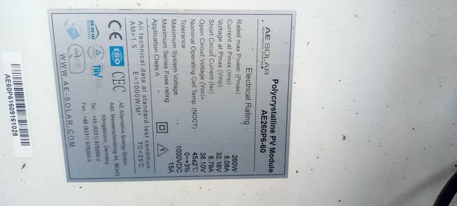 Solar pannel 260 watt