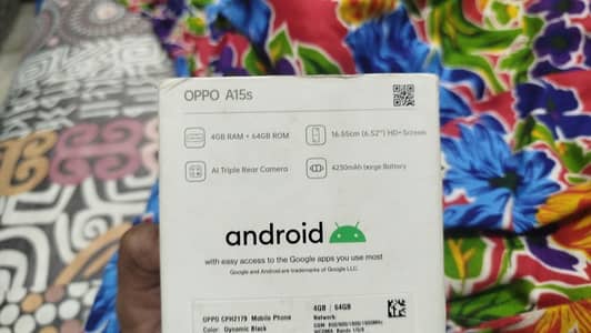 Oppo A 15 s with box and original charger 4 gb 64
