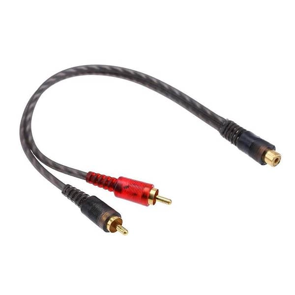 Y Jack Copper Splitter Adapter For Amplifier RCA Audio Cable 1RCA Female to 2RCA Male