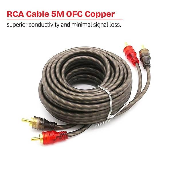 5M Pure Copper RCA Cable with RCA Plugs Audio Cord for Amplifier