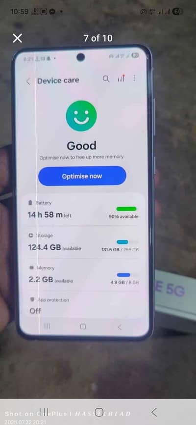 Samsung s21fe 5G 8gb Ram 256gb me ha life time pta ha box ka sath