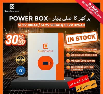 Sunsaviour lithium battery 51.2 volt 100 ah ip 50