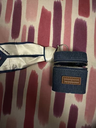 Stylish Denim AirPods Case with Zip & Keychain Strap – For Sale