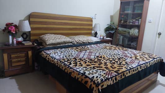 Wooden King size bed set + Wooden book shelf