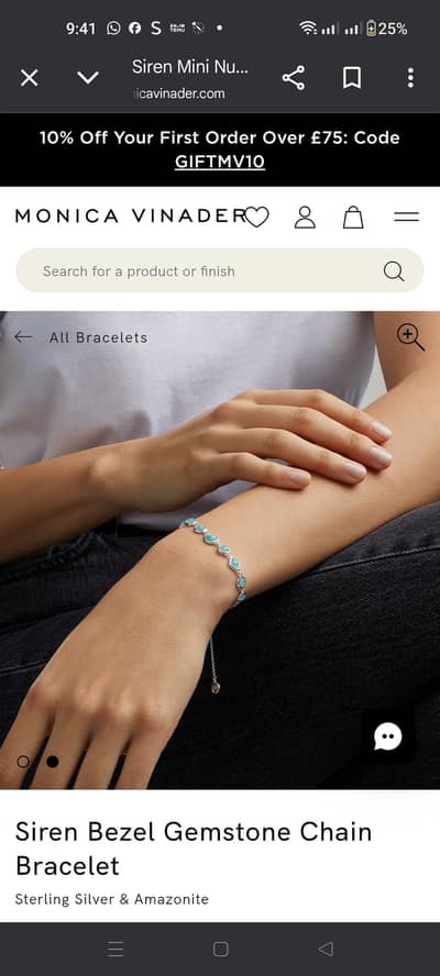 Siren Bezel Gemstone Chain Bracelet