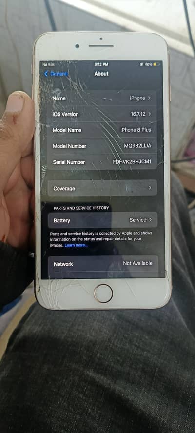 iphone 8plus full ok condition only touch crack