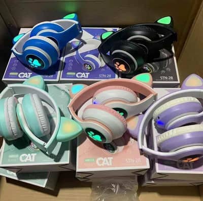 BLUE TOOTH CAT HEADPHONES WITH RGB LIGHT
