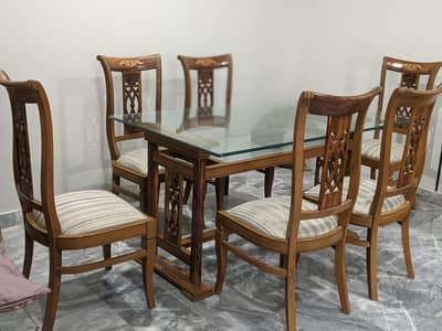 Wooden Dining Table with 6 Chairs