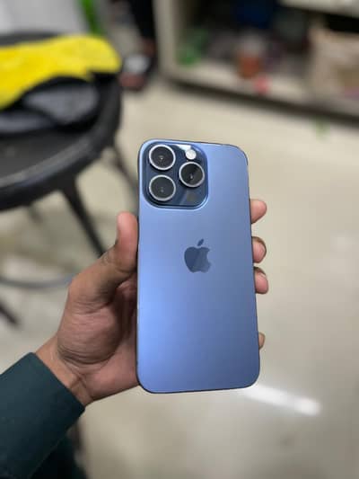 iPhone 15 Pro ( 256-Gb )-( Titanium Blue ) with Box ( Condition 10/9 )