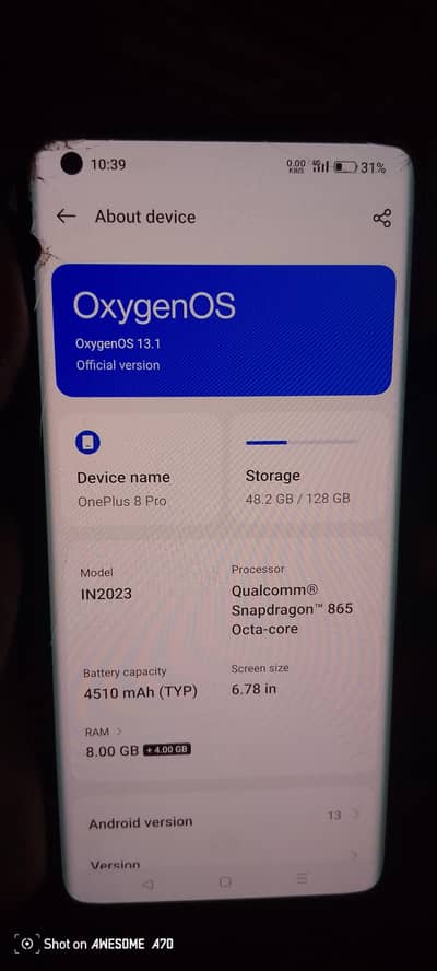 ONE PLUS 8 PRO In display fingr print snapdragon 865 Exchange possible