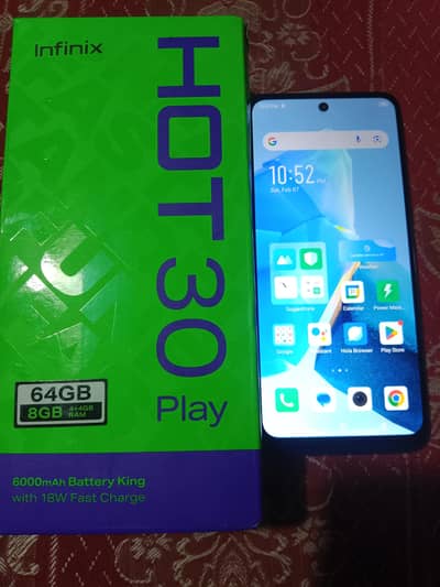 infinix HoT 30 play 8GB Ram 64GB Rom All accessories complete with box