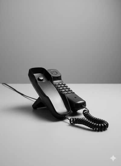 LEBOSS black corded landline telephone.