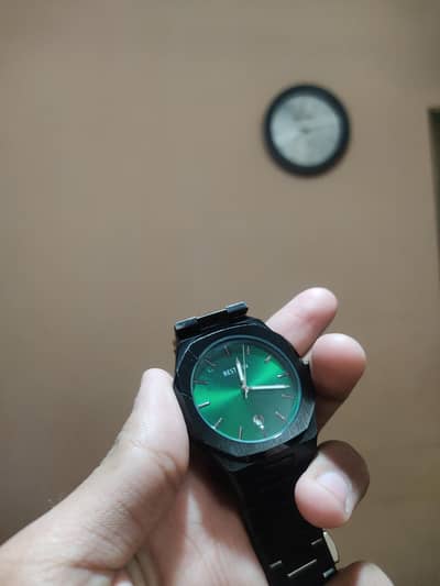 black metal watch