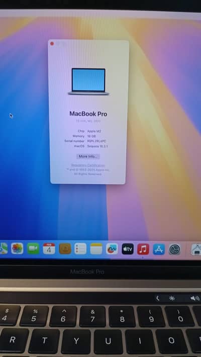 Macbook Pro 2022 M2 16GB RAM/1TB SSD - Apple Lahore | 10/10 condition