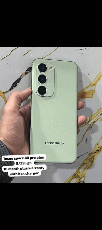 Tecno spark 40 pro plus 8/256 with box charger 10 month warranty