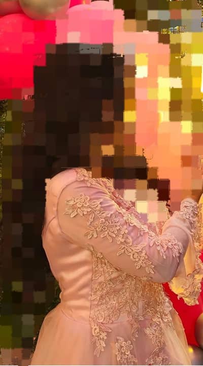 Elegant Pastel Pink Lace Maxi Used Once Embroidered for bridal shower