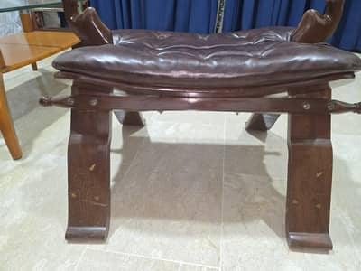 premium sheesham wood camel stool - high gloss lacquer & brass work