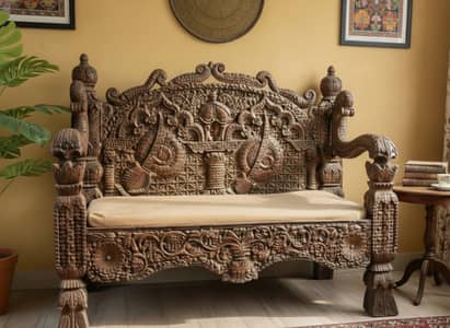 Antique hand-carved wooden sofa (200 years old)