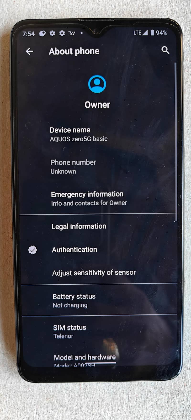 Sharp Aqous zero 5g basic 0