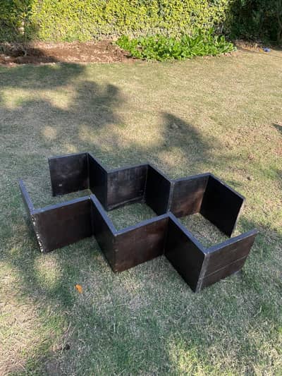 Pair of Modern Zig-Zag Wooden Wall Shelves