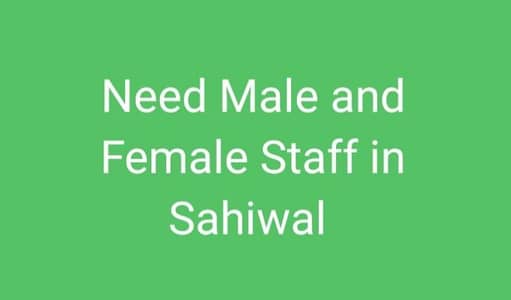 Need Male and female staff for office work in Sahiwal