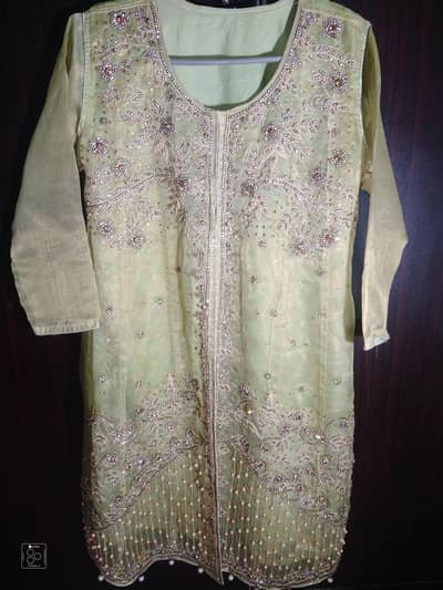 Mongia color open shirt frock 3pices