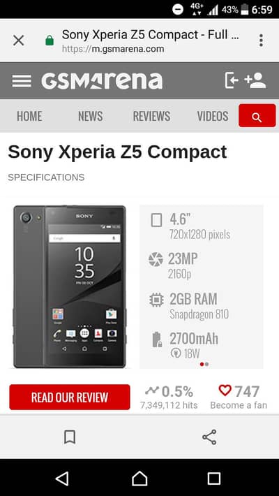 Sony Xperia Z5 Compact 2gb/32gb single sim