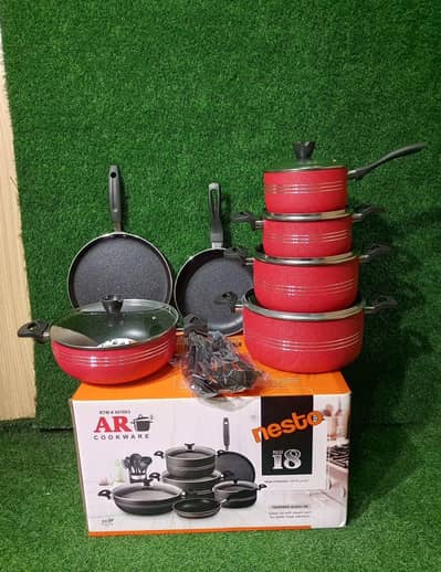 AR 18-Piece Non-Stick Marble Cookware Set - Brand New