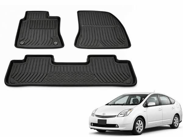 Toyota Prius 2009.2015 Custom Fit Floor Mats | 3 Pcs Black Rubber Coated | Waterproof & Anti-Slip