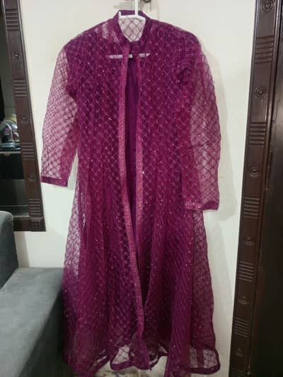 Net Gown With Silk Shirt