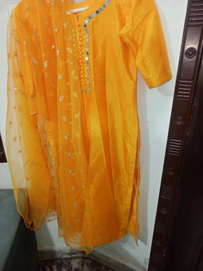Raw Silk Suit with Net Dupatta