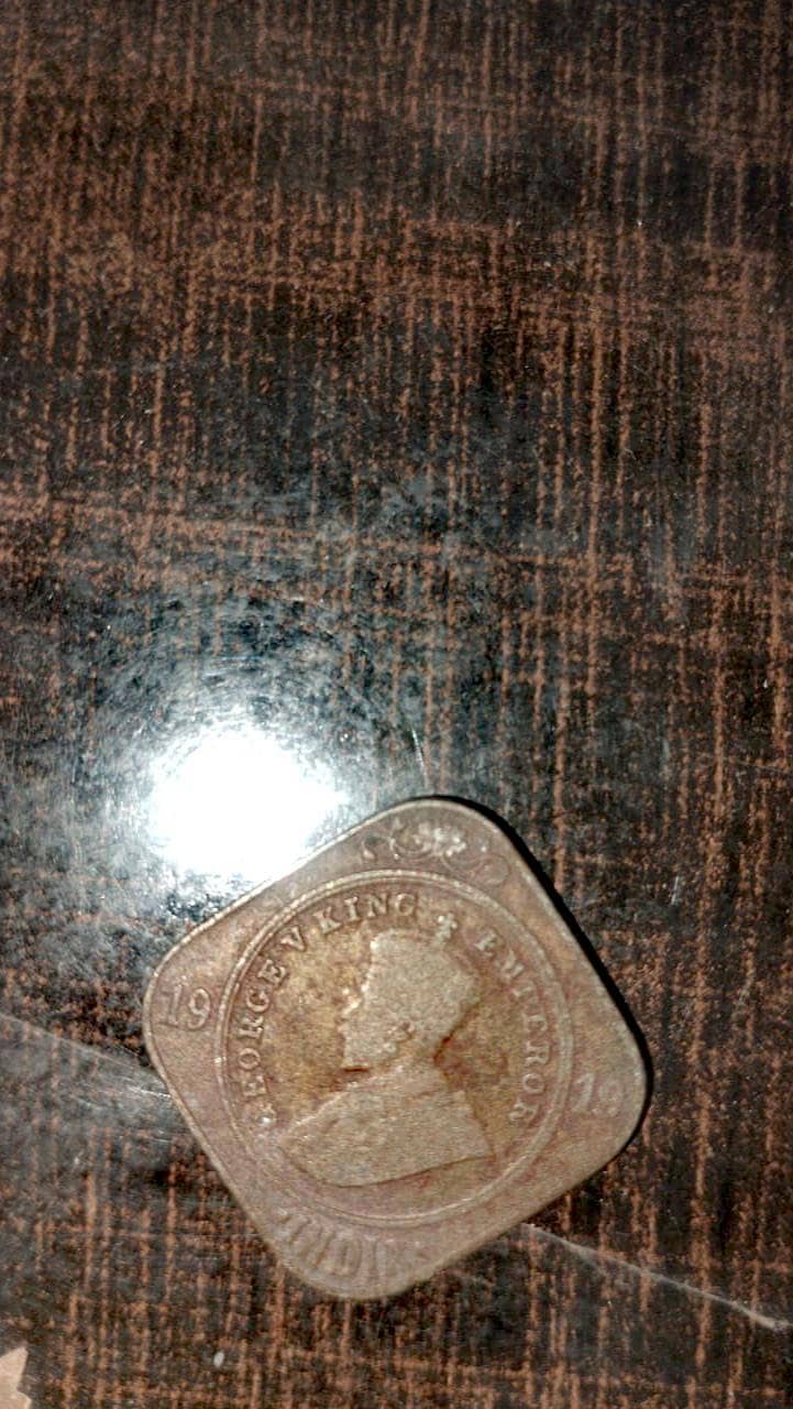 پرانا سکہ 1919 ایمپرر جورج وی انڈیا 0