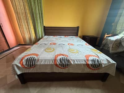 King Size Wooden Bed With Side Tables