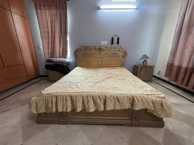 King Size Wooden Bed with 2 Side Tables