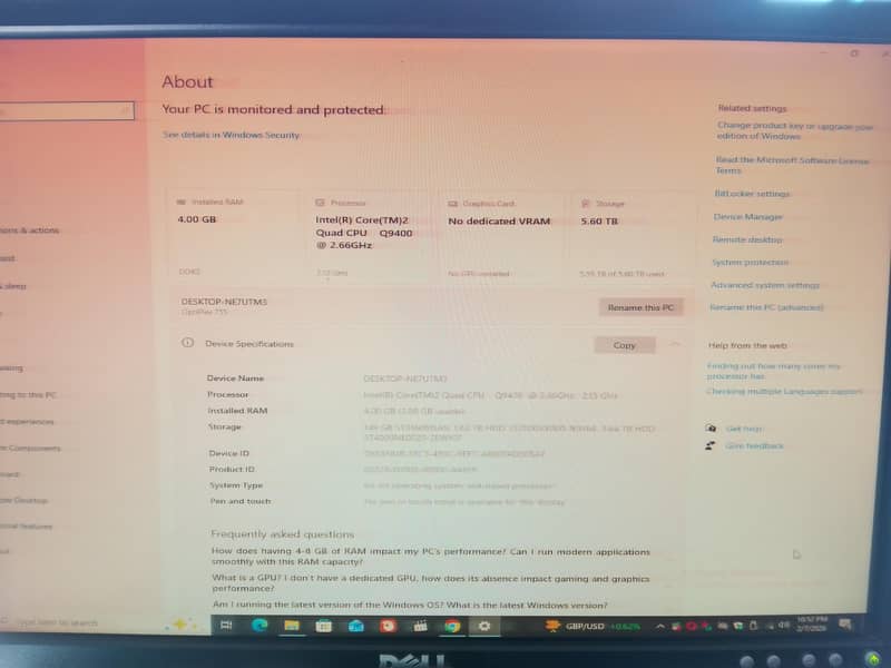 Dell core2 quad cpu 1